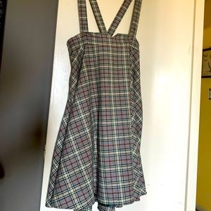 Beautiful plaid skirt with adjustable suspenders